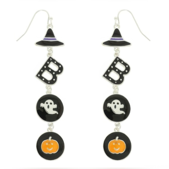 BOO Halloween themed witched enamel earrings - Picture 1 of 2